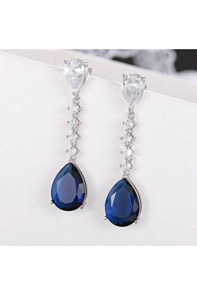 Choice E3681 Huitan Elegant Women Long Drop Earrings Inlaid Shiny Blue/White ...