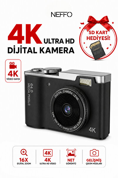 NEFFO Dijital Fotoğraf Makinesi | 48MP | 8X Dijital Zoom | Video & Selfie Des...