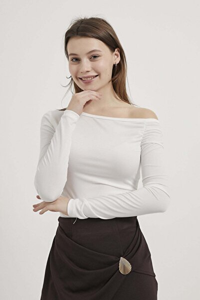 Arma Life Armalife 10552 Open Shoulder Ruched Detail Women's Bodysuit