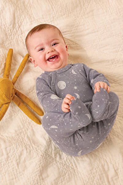 Cigit Patterned Footed Set 0-9 Months Gray