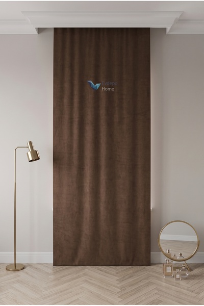 Evdepo Home Crown Milk Coffee Solid Color Background Curtain, Pleat-Free Flat Planting, Extra-Former Drawstring, Single Wing
