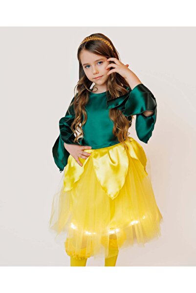 fustite cu luminite Μικρό Φόρεμα με Κίτρινα Φωτάκια Λουλουδιών Ανοιξιάτικη Πι...