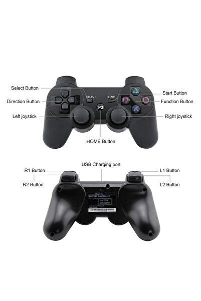 cr Wireless Controller Bluetooth-Compatible Gamepad for Playstation 3 (Black)