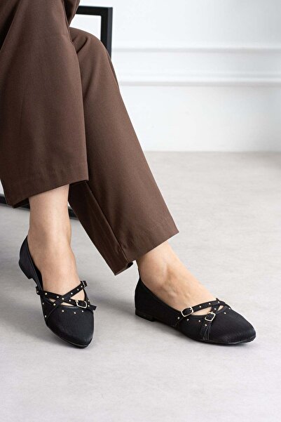 ShoeTek Avsa Γυναικεία Μπαλαρίνα Μπαντό με Σταυρωτά Λουράκια και Καρφίτσα, Μα...