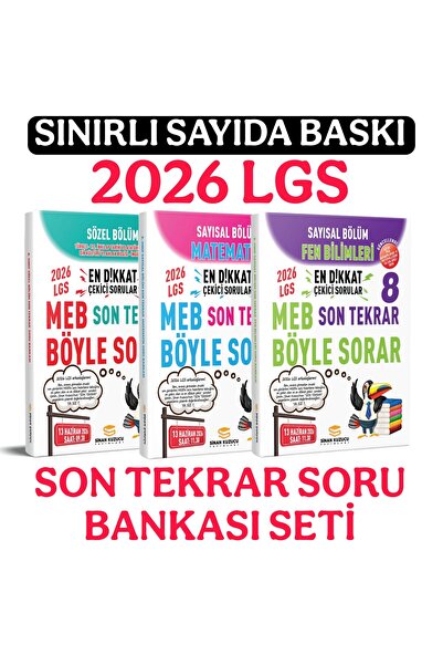 SİNAN KUZUCU YAYINLARI 2026 LGS SON TEKRAR SÖZEL + SAYISAL BÖLÜM SORU BANKASI...