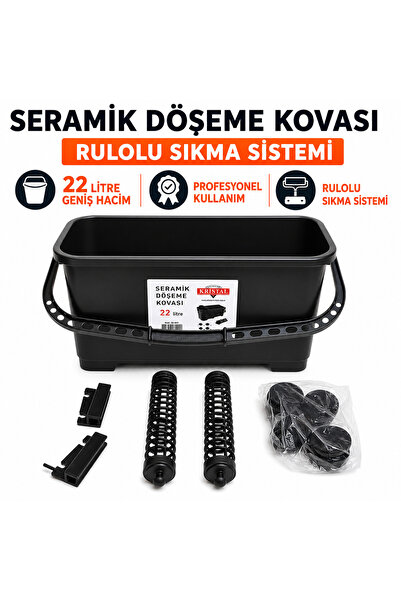 Kristal Seramik Döşeme Kovası 22 Litre – Rulolu Fayans Temizlik Kovası Seti