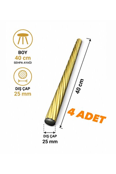 Home 40 cm Sehpa Ayağı Metal Burgu 4’lü Set + Bağlantı Aparatı Dayanıklı Modern