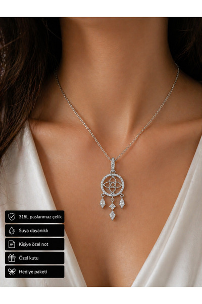 HER ŞEY NOTA www.herseynota.com Zircon Stone Round Patterned Women's Necklace...