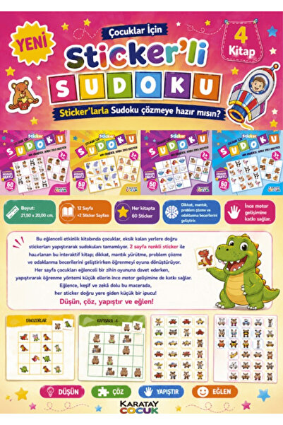 Karatay Çocuk Çocuklar İçin Sticker’li Sudoku - 4 Kitap / Kolektif / / 978605...