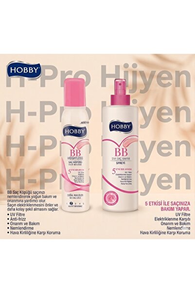 Hobby BB Serisi Saç Bakım İkilisi: Şekillendirici Köpük + Bakım Spreyi | UV F...