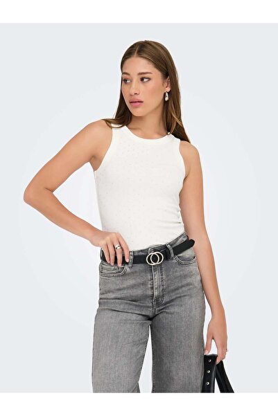 ONLY OnlArnhem S/L Rhinestone Top Box JRS Γυναικείο T-Shirt Λευκό (15356205)
