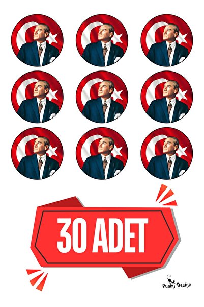 Punky Store Türk Bayraklı Atatürk Rozeti 30 Adet Okul Gösteri Tören Milli Bay...