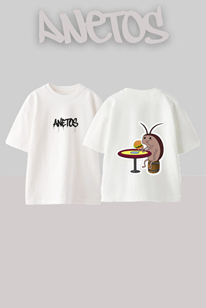 Anetos Μπλουζάκι με σχέδιο Eating Roach, με στάμπα στην πλάτη, από βαμβάκι, λ...