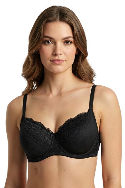 hadiora Women's Black Lace Padded Bra