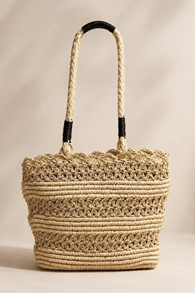 Luminos Butik Μπεζ Ψάθινη Τσάντα CNT1075