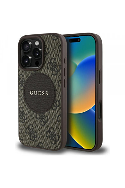 Stef's Cat Θήκη MagSafe για Apple iPhone 16 Pro, Guess, 4G Circle Classic Log...