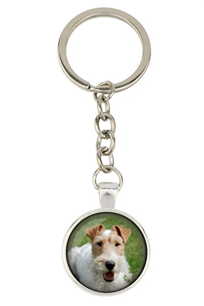 Art - Dog Fox Terrier Wire - keychain with your photo, key decoration, bag pe...
