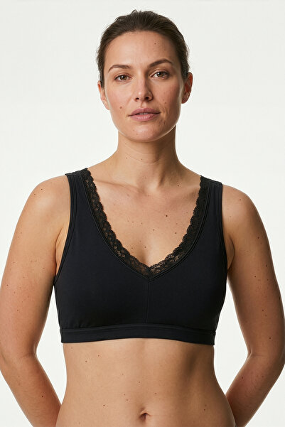HNX Γυναικείο σουτιέν μπραλέτ από μικρούχο ύφασμα χωρίς κάλυμμα με δαντέλα στ...