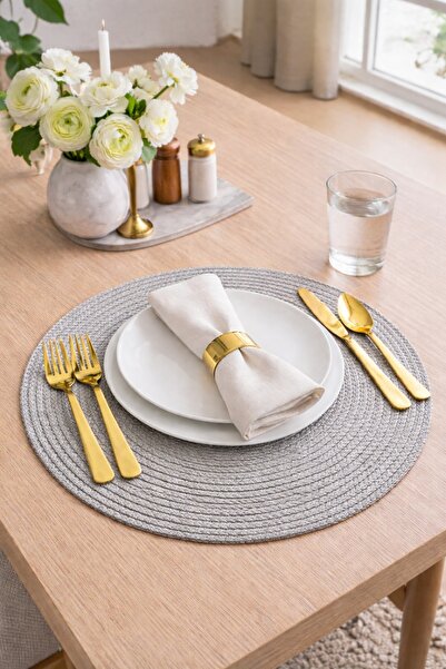 Bella Home 6’lı Örgü Supla Seti | Dekoratif Amerikan Servis | Şık ve Modern S...