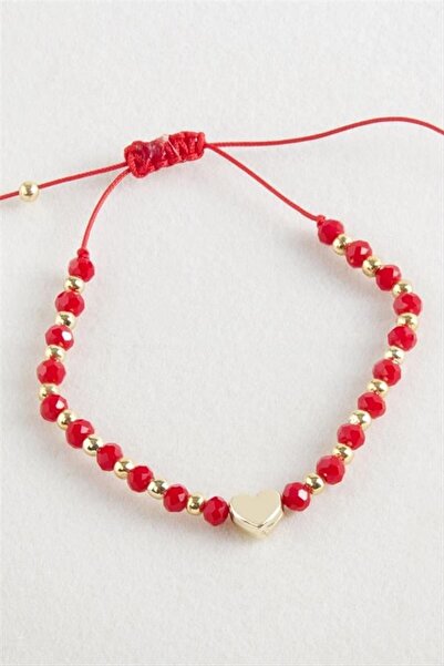 Generic Brand Heart Crystal Macrame Rope Bracelet - Yellow