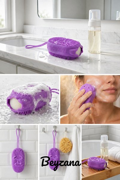 BEYZANA 1 Piece Mixed Color Silicone Bath Loofah and Body Brush |   Shower Loofah |   Body Scrub