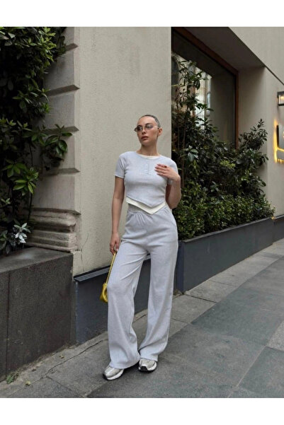 BİGÜMEX Set din două piese cu tricou, alb, cu detalii asimetrice