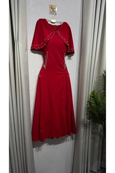 led style Pearl Embellished Midi Dress