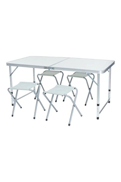E-ANAMAG Σετ τραπεζιού κάμπινγκ, πτυσσόμενο με 4 καρέκλες, Φορητό, Μεταλλικός...