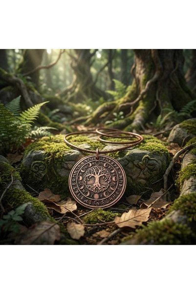 Zib Grips Velvet Copper Tree of Life Moon Phases Copper Necklace Handmade Boho Spiritual Gift