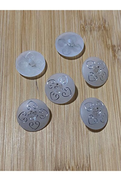 Lorin hobi Plastic Button with Silver Pattern on Transparent Base 20 mm 5 Pcs