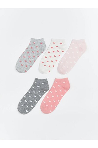 LC Waikiki Γυναικείες κάλτσες μποτάκια με σχέδιο καρδιάς, σετ 5 τεμαχίων (S6)