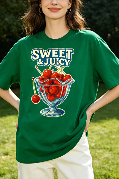 Fleck تي شيرت نسائي بتصميم Sweet And Juicy Cherry Bowl كاجوال للصيف