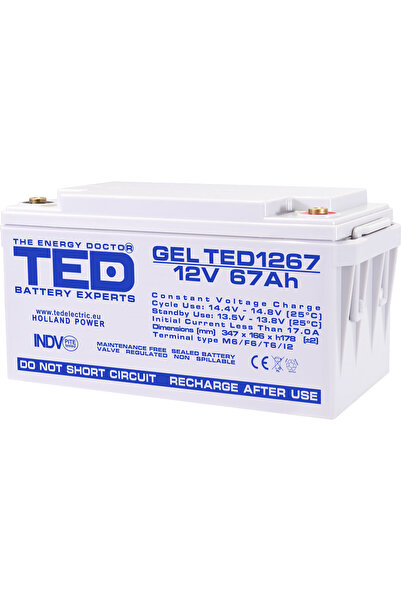 TED Electric Acumulator Staționar Etans cu Gel Deep Cycle 12V 67A M6 F6 T6, D...