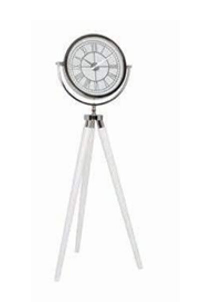 Savita Home Tripod Saat Krom Beyaz Modern Dekoratif Masa Saati Şık Tasarım Ev...