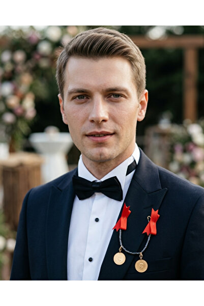 Jewstone Accessories İkili Çeyreklik Damat Yaka Takısı