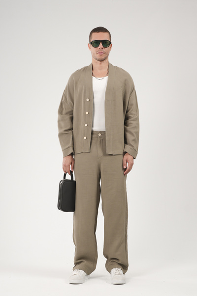 Butik Trend Biz Oversize Ανδρικό Σετ Μπλούζα-Παντελόνι από Μουσελίνα
