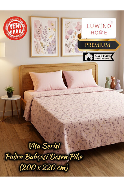 LUWİNO HOME Διπλό κάλυμμα κρεβατιού, 100% βαμβάκι, Σειρά Vita, 200 x 220 εκ.
