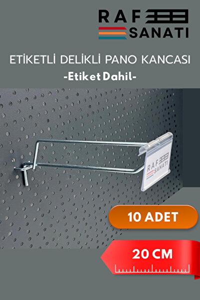 Raf Sanatı Etiketli Delikli Pano Kancası 20 CM | 10 ADET | Tel Askı Kancası |...