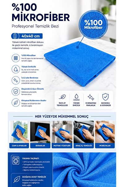 Alezy Spark MP2307 Yüksek Performanslı Mikrofiber Temizlik Bezi 40x40 cm Poşetli (Karışık Renk)