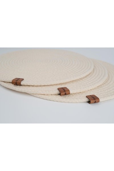 Fabrix Home 6-Piece Jute Supla American Service Set Ecru Bohemian Tableware Decoration Presentation Plate Coaster
