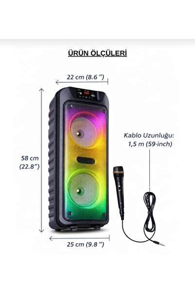 Teknolojimburada Büyük Boy Yüksek Bass Ses Sistemli Hoparlör Mikrofonlu Ses B...