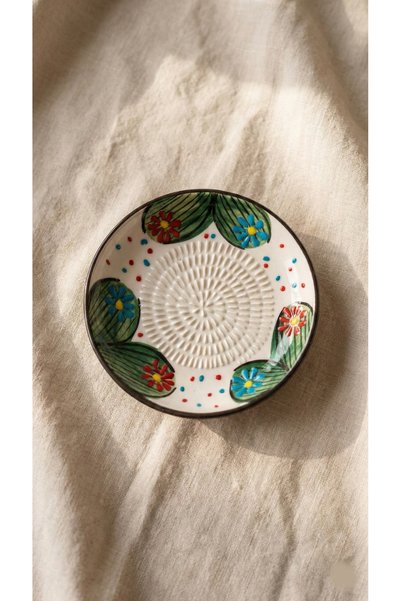 Empressco Dokulu Seramik Meyve ve Bebek Maması Tabağı 13cm, Püre ve Rende Uyumlu
