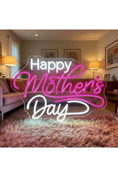 Slasa Happy Mothers Day Neon Sign Multicolor 30x43 cm 6 mm Acrylic Base LED W...