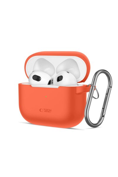 Tech-Protect Cârlig din silicon pentru Apple AirPods 3, portocaliu neon
