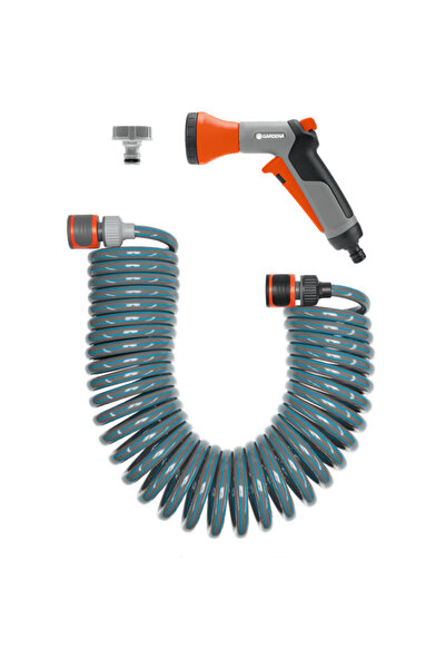 Gardena Set furtun spiralat 10m + conectori + pistol