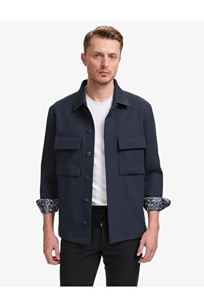 Pierre Cardin Navy Blue Regular Fit Shirt Jacket 50319590-Vr033