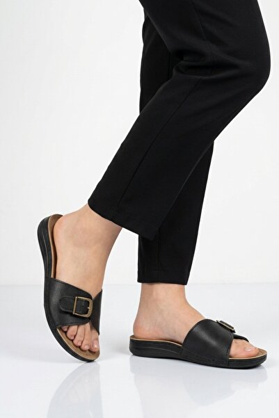 Aspor Black Women's Flat Slippers