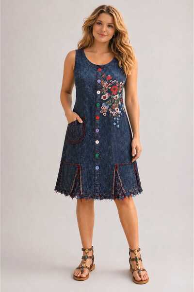 Boutique Juji BOHEM TASARIM AYARLANABİLİR BAĞCIKLI TENCEL ELBİSE / EL İŞÇİLİĞ...