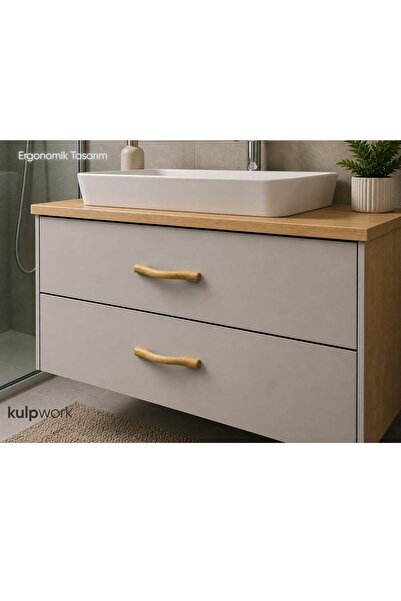 Kulpwork Mira 96 mm (9,6 cm) Masif Ahşap Dolap Kulpu – El Yapımı Doğal Ahşap ...