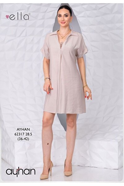 AYHAN Φόρεμα από ύφασμα Modal με κοντά μανίκια και κορδόνια, με τσέπες